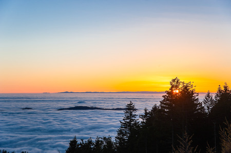 Overview from the B500 near lake Mummelsee on the Rhine Valley, Black Forest, Baden-Wuerttemberg, Germany, Europeの写真素材