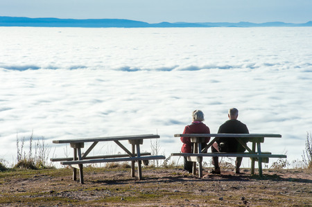 Overview from the Hornisgrinde of the Rhine valley, Black Forest, Baden-Wuerttemberg, Germany, Europeの写真素材