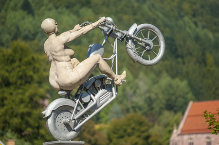 The sculpture "the rocker bride" of the artist Peter Lenk in Hirsau in the Black Forest, Baden-Wurttemberg, Germany, Europeのeditorial素材