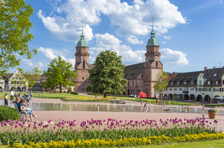 The Lower Market Square with The Historic Town Church in Freudenstadt in the Black Forestのeditorial素材