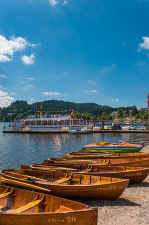Boat hire in Titisee Neustadt, Black Forest, Baden-Wurttemberg, Germany, Europeのeditorial素材