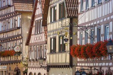 Historical half-timbered facades in Dornstetten, Black Forest, Baden-Wurttemberg, Germany, Europeのeditorial素材
