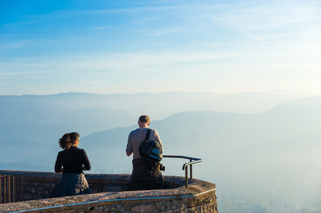 View from the castle Hohenbaden, Black Forest, Baden-Wurttemberg, Germany, Europeのeditorial素材