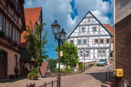 Historic half-timbered houses in Altensteig. Black Forest, Baden-Wurttemberg, Germany, Europeのeditorial素材