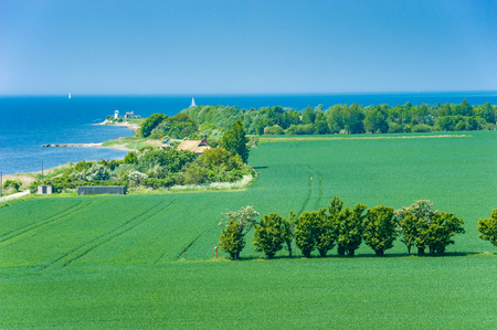 Landscape at the Fehmarnsund on the isle of Fehmarnの写真素材