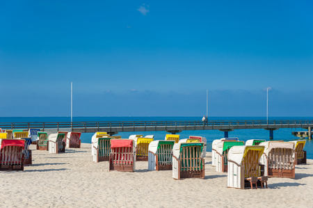 Beach with view to the pier in Dahme at the Baltic Sea