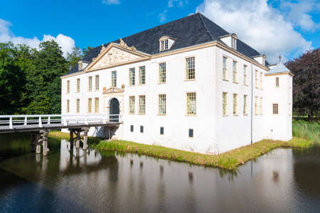 Dornum, Germany. July 24, 2020: Front view of the historic water castle Norderburg, Dornum in Lower Saxony in Germanyのeditorial素材
