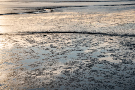 Aerial view with landcape of the Wadden Sea. Dorum-Neufeld in Lower Saxony in Germany