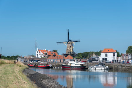 Windmill Den Haas at West Havendijk. Zierikzee in the province of Zeeland in the Netherlandsの写真素材