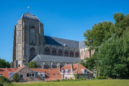 The Great Church also Church of Our Lady in Veere. Veere is a city in the province of Zeeland in the Netherlandsの写真素材