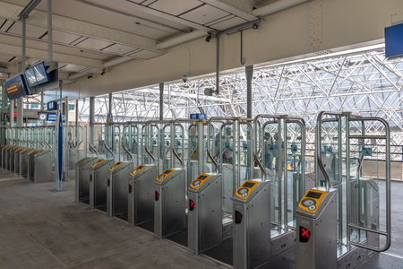Zaandam, Netherlands - August 07, 2022: Automated ticket barrier at Zaandam train station. Province...