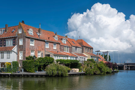 Historic old town at the old port in Enkhuizen. Province of North Holland in the Netherlandsの写真素材