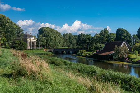 Townscape at the historic town gate Keopoort. Enkhuizen in the Province of North Holland in the Netherlandsの写真素材