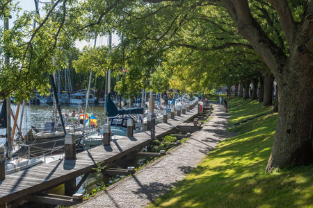 Enkhuizen, Netherlands - August 03, 2022: Promenade at the Buitenhaven in Enkhuizen. Province of North Holland in the Netherlandsのeditorial素材