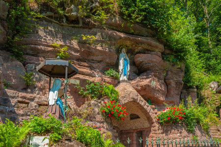 Lourdes Grotto in Eppenbrunn as a place of Marian worship. Region Palatinate in the federal state of Rhineland-Palatinate in Germanyの写真素材