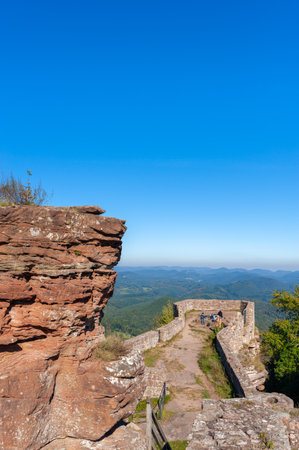 Nothweiler, Germany - October 15, 2021: Wegelburg castle ruins with landscape of Palatinate Forest in background. Region Palatinate in state of Rhineland-Palatinateのeditorial素材
