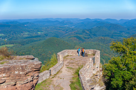Nothweiler, Germany - October 15, 2021: Wegelburg castle ruins with landscape of Palatinate Forest in background. Region Palatinate in state of Rhineland-Palatinateのeditorial素材