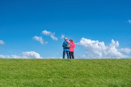 Tourists on Climate die in Norddeich. State of Lower Saxony in Germanyの写真素材