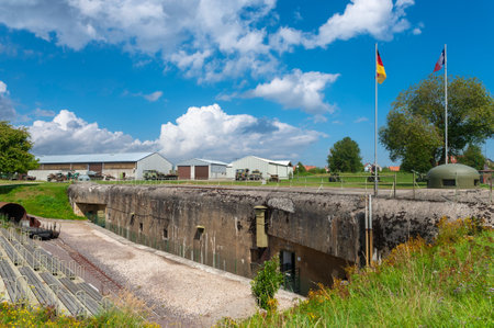 Hatten, France - August 20, 2021: Bunker and large shelter in Musee de lÂ´Abri in Hatten. Bas-Rhin department in the Alsace region of Franceのeditorial素材