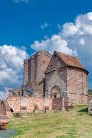 Lichtenberg, France - September 10, 2021: Exterior view of Lichtenberg Castle with keep. Bas-Rhin department in Alsace region of Franceのeditorial素材