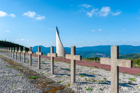 Natzwiller, France - September 14, 2021: Lighthouse of Remembrance, memorial in former Natzweiler-Struthof concentration camp. Bas-Rhin department in Alsace region of Franceのeditorial素材