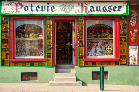 Soufflenheim, France - May 05, 2022: Shop selling traditional pottery in Soufflenheim. Bas-Rhin...