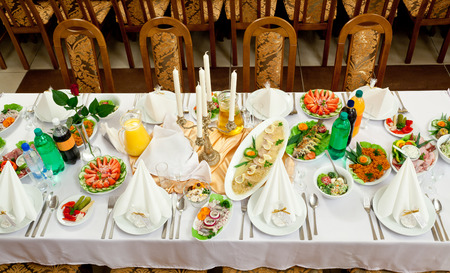 banquet meal trays served on tables