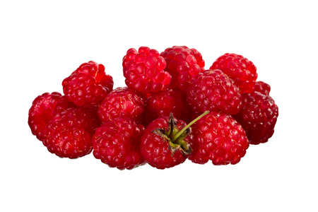 A heap of red raspberries