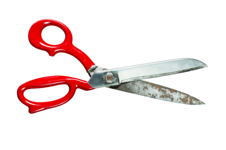 Open scissors isolated on white background.の写真素材