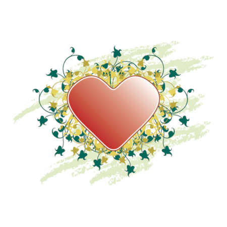 Valentine's Day greeting card with flowers and heart on grunge backgroundのイラスト素材