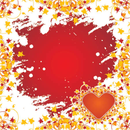 Valentine's Day greeting card with flowers and heart on grunge backgroundのイラスト素材