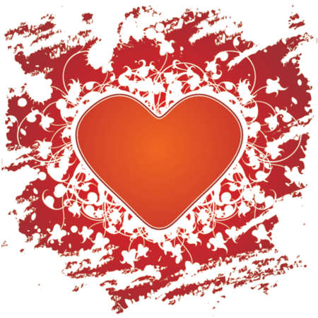 Valentine's Day greeting card with flowers and heart on grunge backgroundのイラスト素材