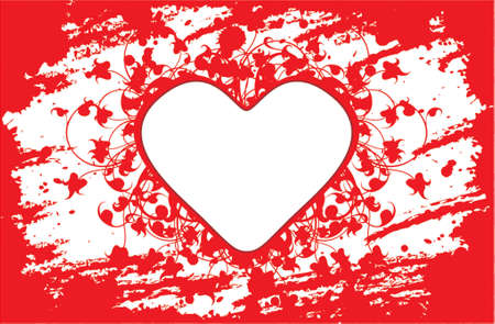 Valentine's Day greeting card with flowers and heart on grunge backgroundのイラスト素材