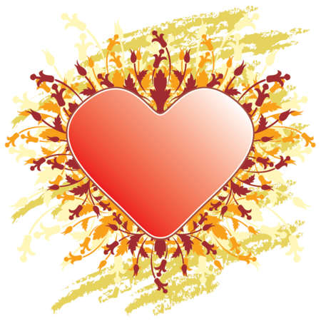 Valentine's Day greeting card with flowers and heart on grunge backgroundのイラスト素材