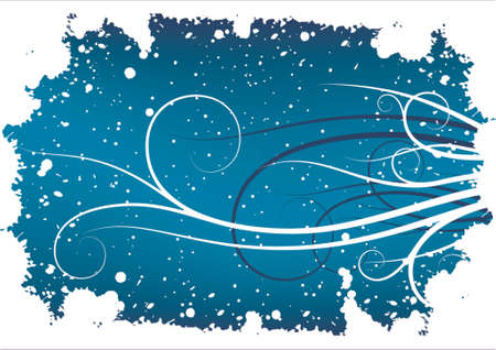 Abstract winter grunge background with flakes and scrollsのイラスト素材