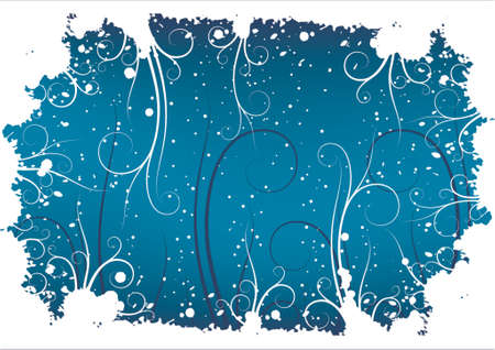 Abstract winter grunge background with flakes and scrollsのイラスト素材