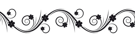 Seamless black floral pattern isolated on whiteのイラスト素材