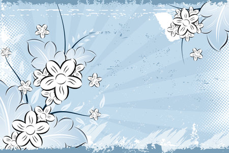 Abstract Vector grunge retro painted floral backgroundのイラスト素材
