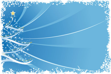 Grunge Background with Christmas tree made out of stars dots and ribbonsのイラスト素材