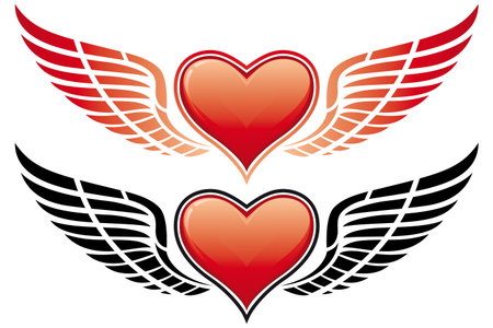 Valentine's Day Heart with wing isolated on whiteのイラスト素材