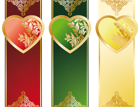 The Valentine's Day Heart banners in three colorのイラスト素材