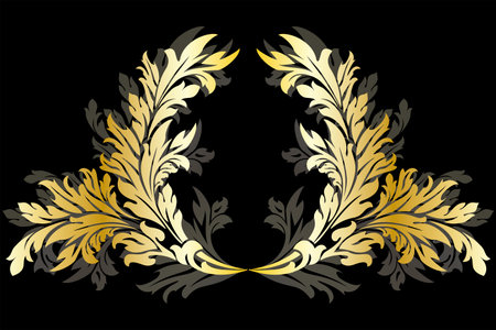Abstract ancient floral Garland isolated on blackのイラスト素材