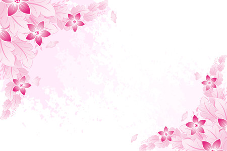 Grunge Pink spring background flowers with butterflyのイラスト素材