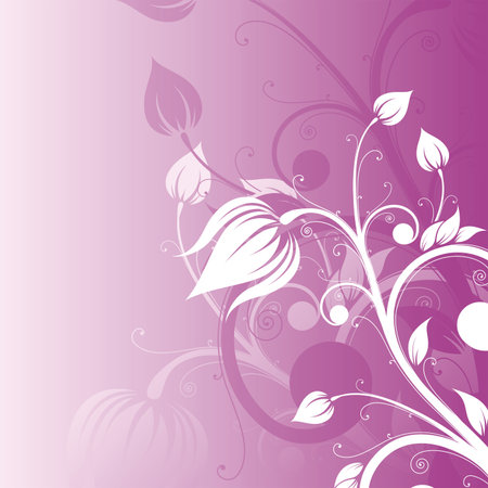 Pink vector floral background with white silhouetteのイラスト素材