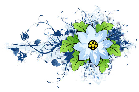 Summer flower with leaves on grunge backgroundのイラスト素材