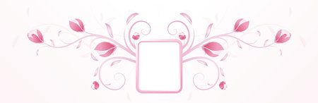 Abstract pink floral background with frame and budsのイラスト素材