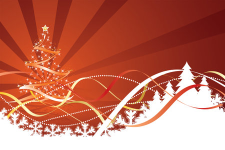 Abstract Christmas card with tree and raysのイラスト素材