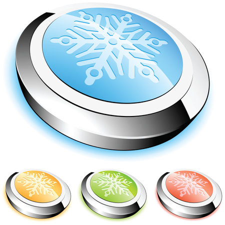Crystal button with snowflake in different colorsのイラスト素材