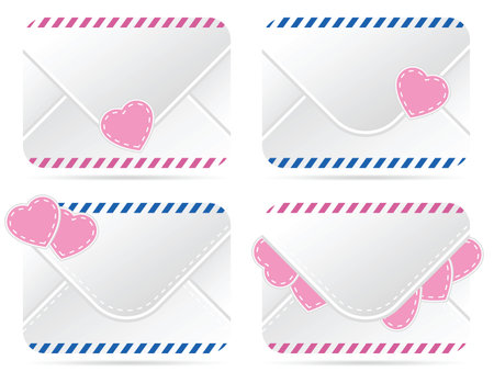 Four Valentines letter icon set on whiteのイラスト素材