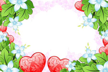 Valentine's Day heart with florals on white backgroundのイラスト素材